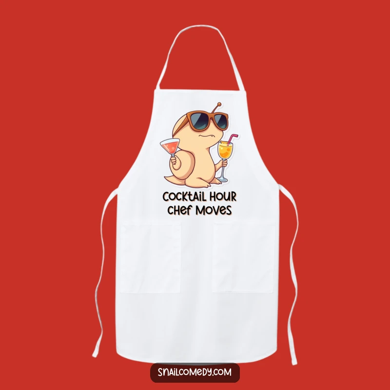 Funny Surprised Snail Apron, Cocktail Party Chef Gear, Hilarious Kitchen Gift