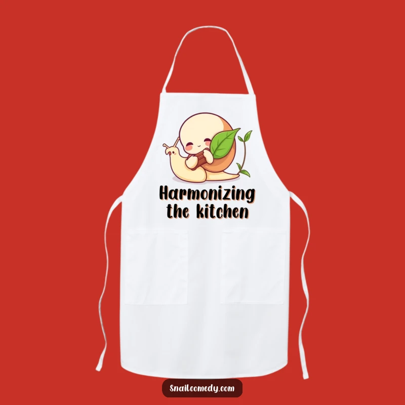 Funny Snail Apron: Leaf Instrument Player, Kitchen Serenade Fun