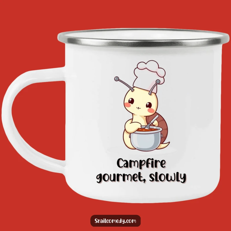 Funny Chef Snail Camping Mug: Campfire Cookouts with Humor, Terrific Foodie Funny Gift