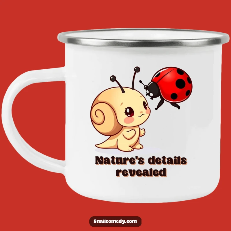 Funny Curious Snail Camping Mug - Explore Nature with Wonder