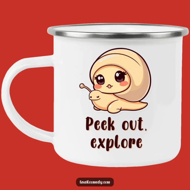 Funny Kawaii Snail Camping Mug: Peeking Snail Adventure Mug, Great Funny Gift