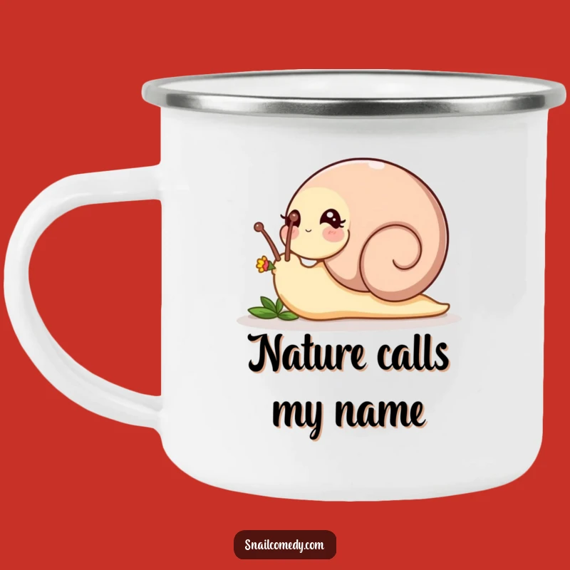 Funny Nudging Snail Camping Mug - Playful Bud Drinkware, Perfect Funny Gift!