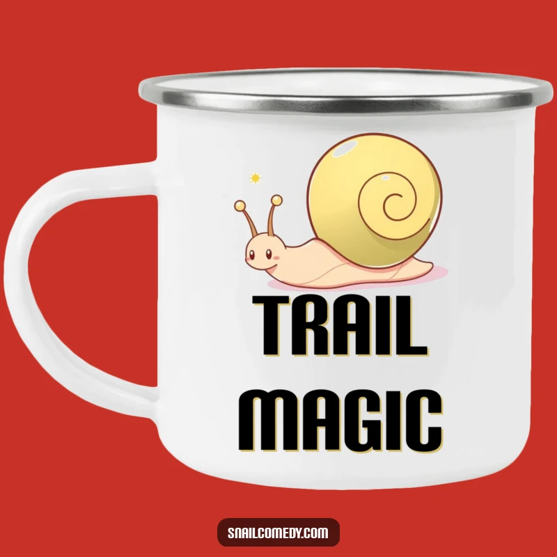 Funny Snail Camping Mug: Sip with a Shimmering Trail