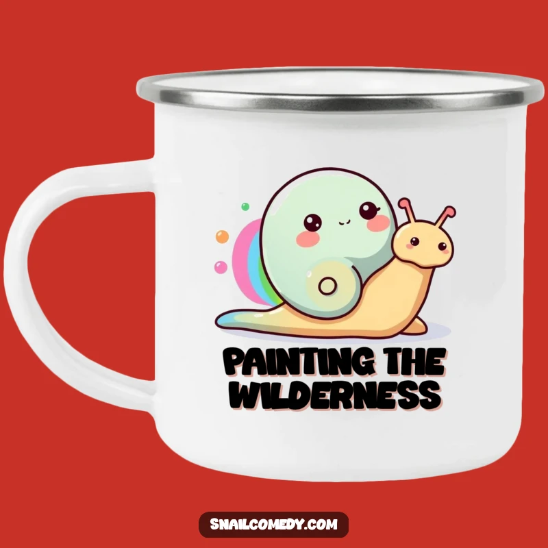 Funny Happy Snail Camping Mug, Rainbow Art Outdoors, Colorful Gift