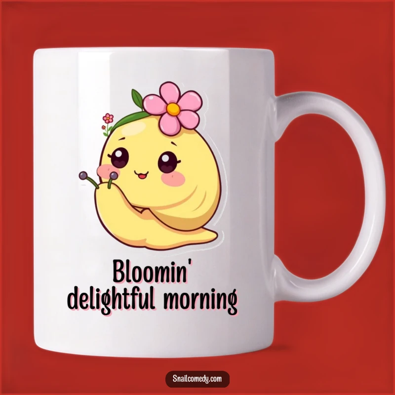 Funny Happy Kawaii Snail Flower Hat Mug - Cheerful Bloom & A Sweet Gift
