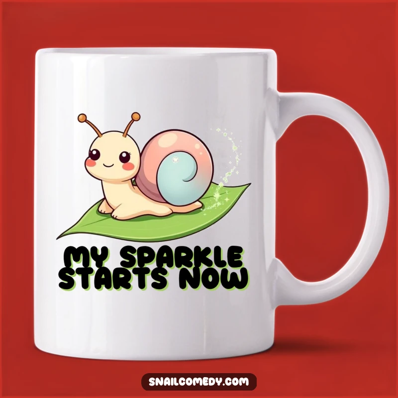 Funny Smiling Snail Sparkle Mug - Magical Trail Humor Gift