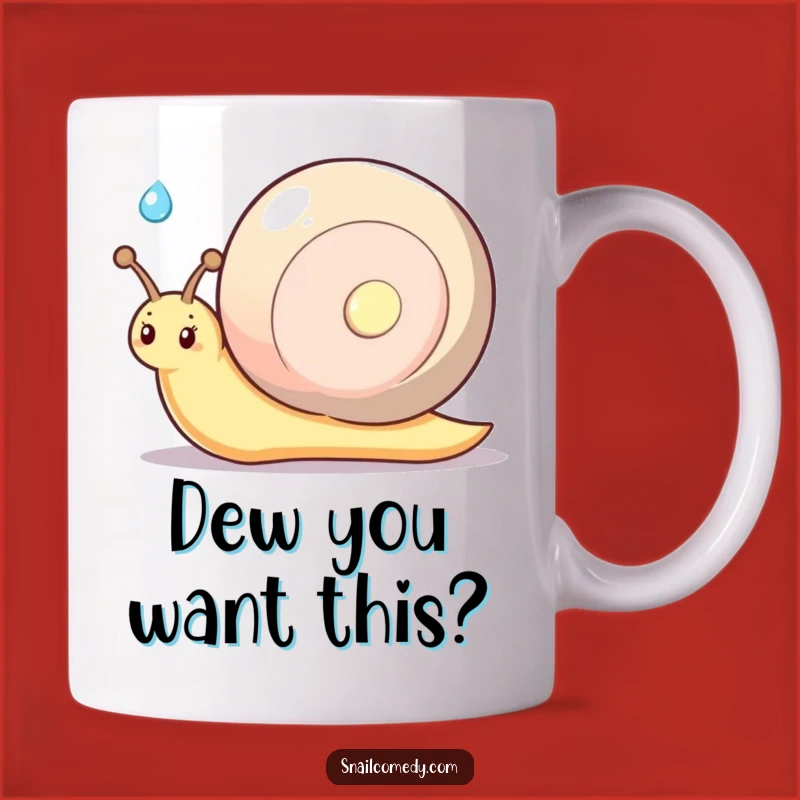 Kawaii Snail Dewdrop Funny Mug - Shy Snail Offering, Perfect Gift