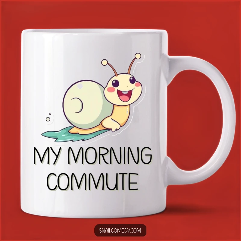 Funny Zooming Kawaii Snail Mug: Enthusiastic Smile for a Happy Gift