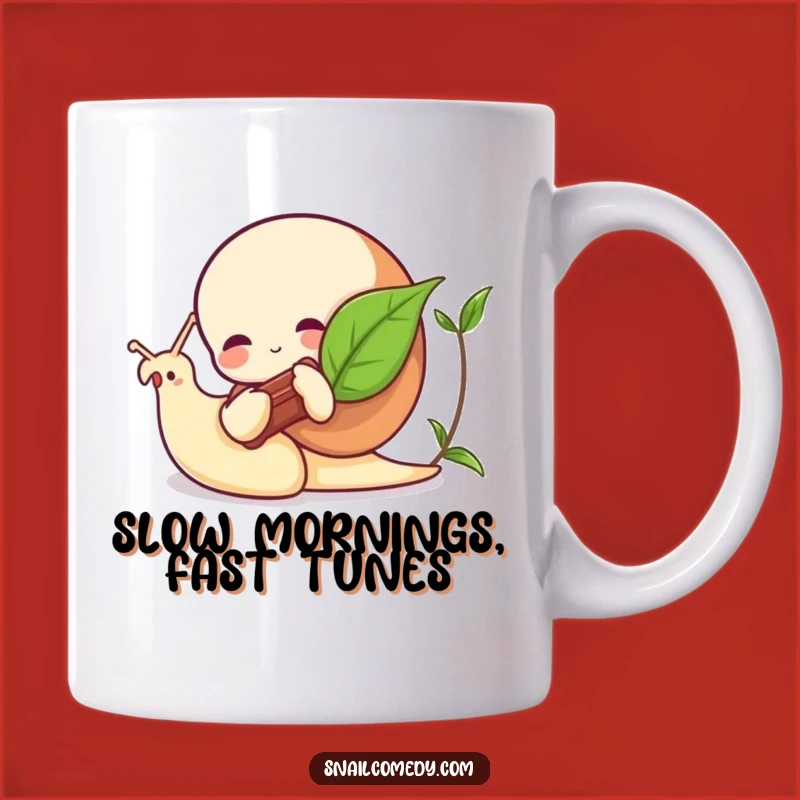 Funny Snail Mug: Leaf Instrument Musician, Perfect Gift for Slow Pokes