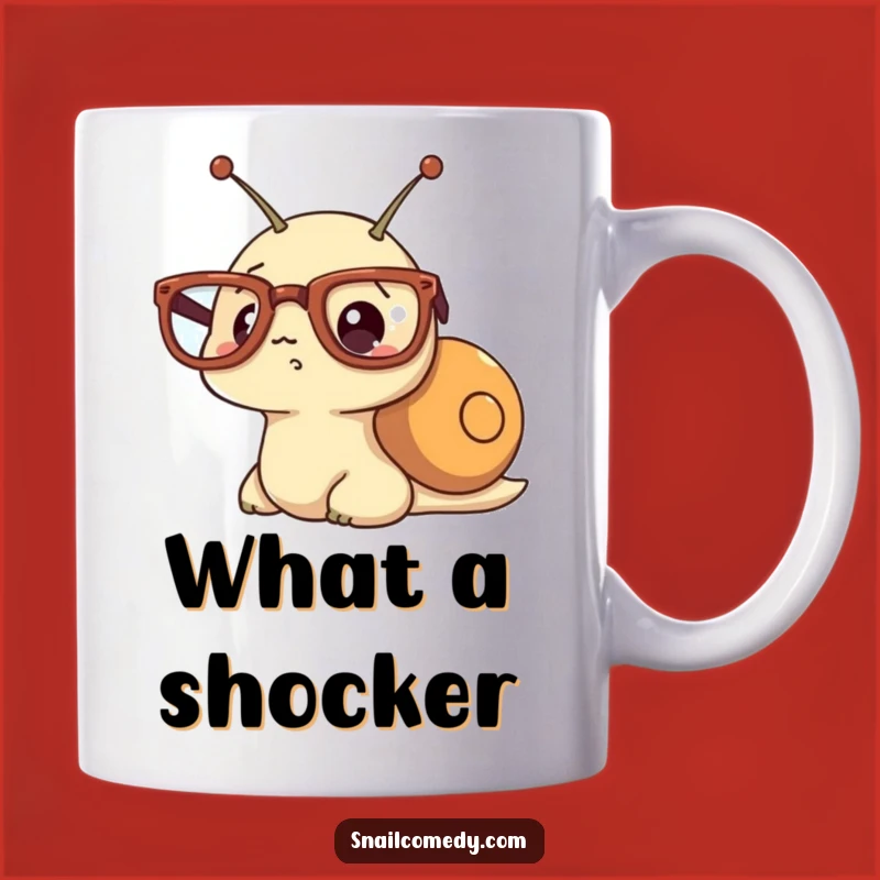 Funny Kawaii Snail Glasses Mug - Surprised Expression Gift for Nerds