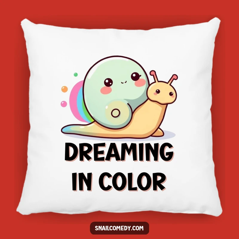 Funny Happy Snail Pillow, Rainbow Art Cushion, Cozy Color Gift