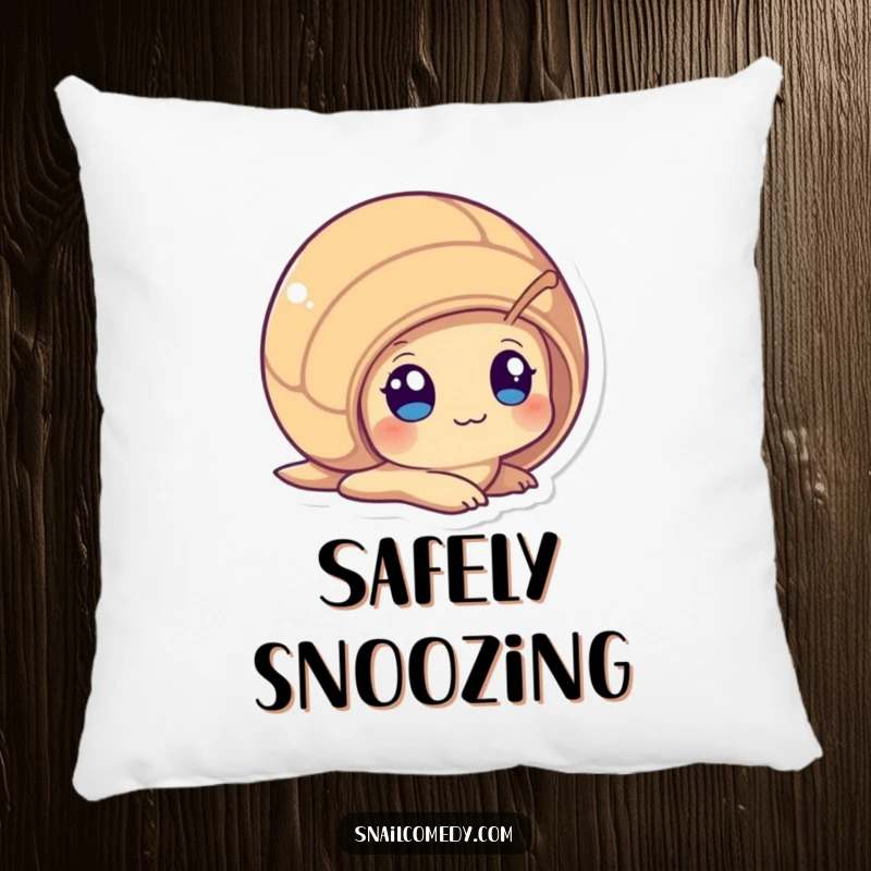 Funny Peeking Kawaii Snail Pillow, playfully peeking from its shell with wide, curious eyes, providing soft, humorous comfort and playful vibes.
