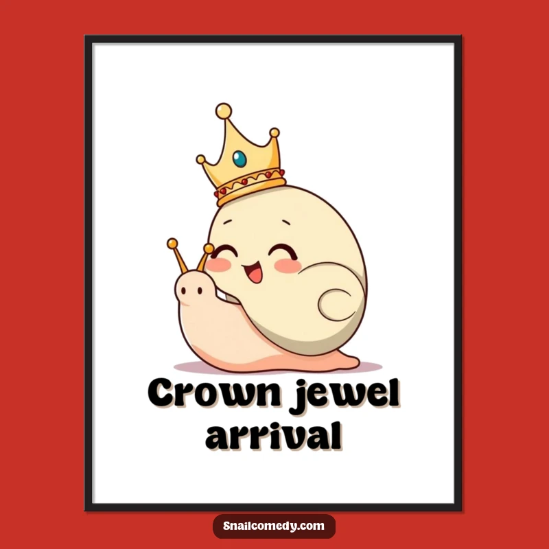 Funny Snail King Digital Art: Giggling Ruler with Crown Print for Instant Majesty