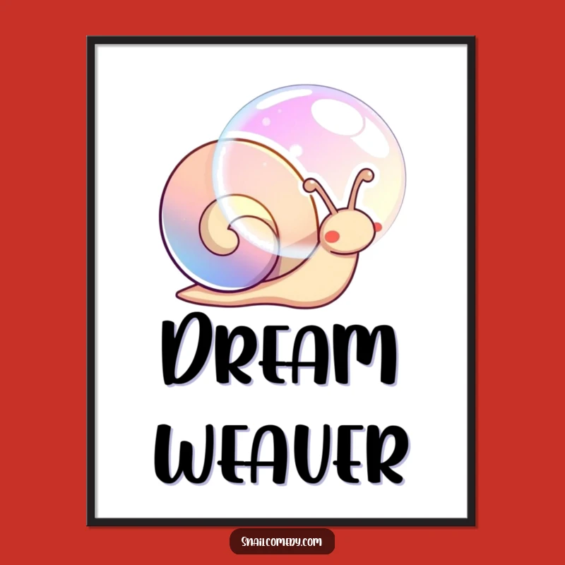 Funny Kawaii Snail Bubble Digital Art - Iridescent Wonder for Walls