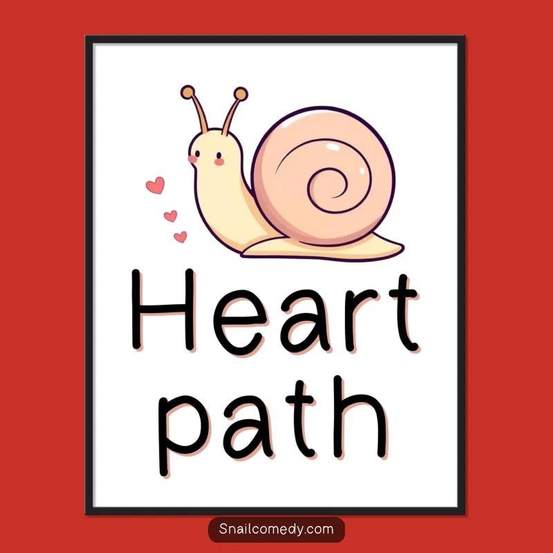 Funny Kawaii Snail Heart Trail Digital Art - Instant Loving Download Gift