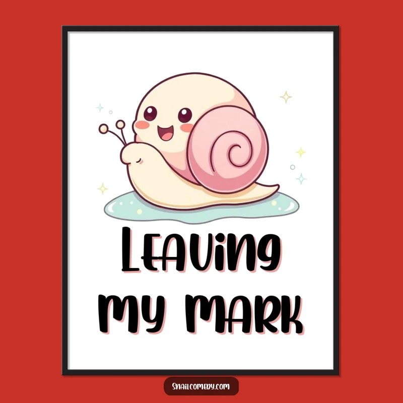 Funny Kawaii Snail Sparkle Trail Digital Print: Instant Joyful Decor