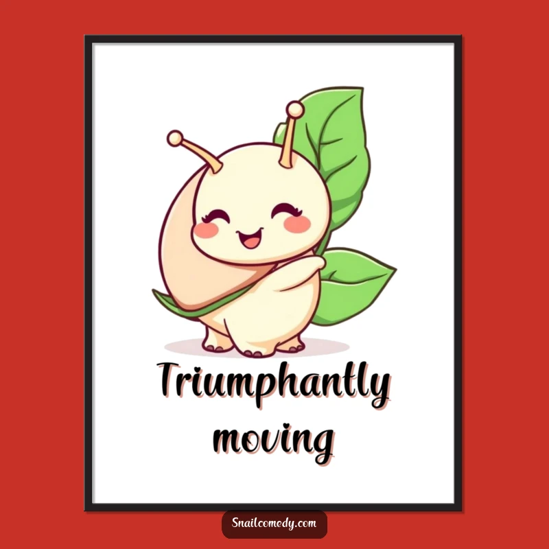 Funny Snail Digital Art: Big Smile Leaf Carrier Instant Print