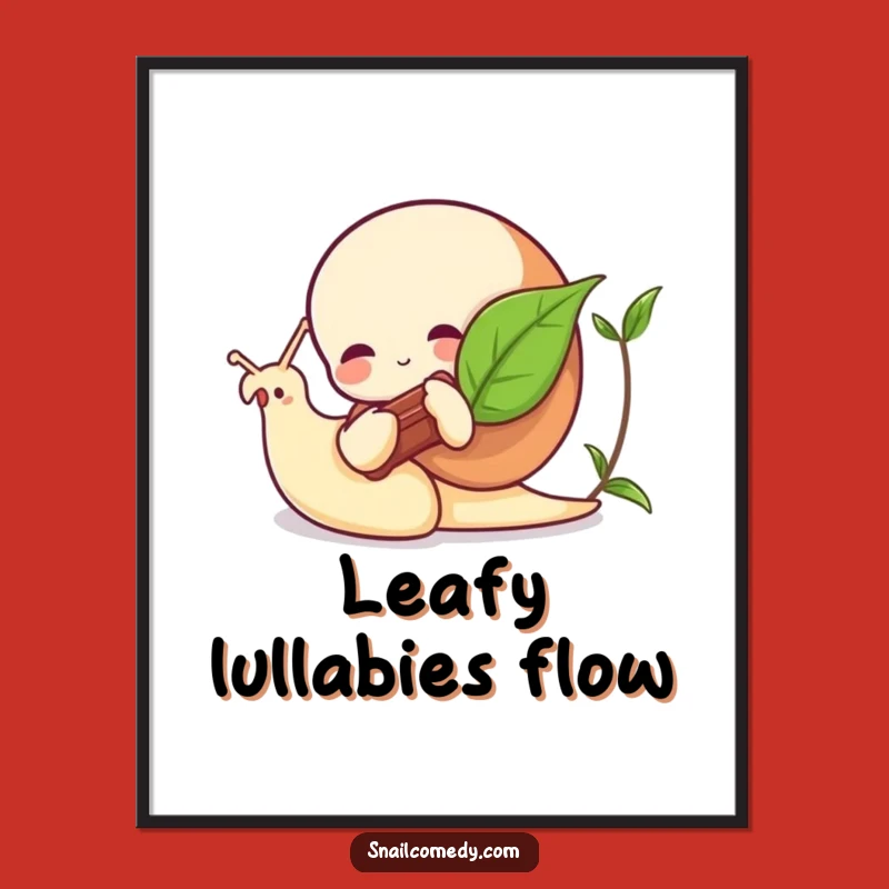 Funny Snail Digital Art: Leaf Instrument Musician, Whimsical Decor