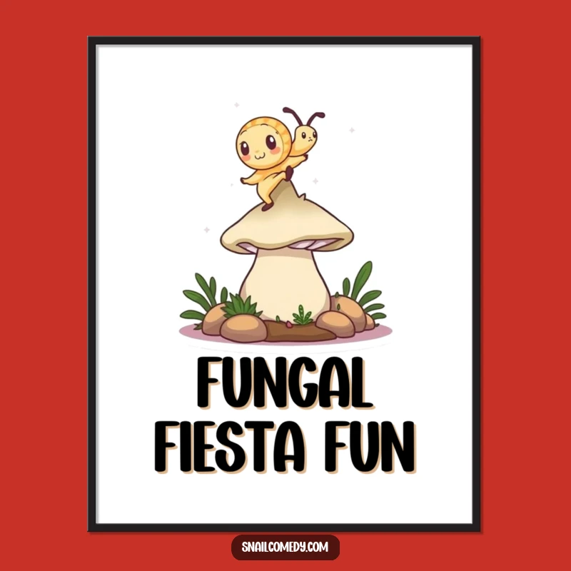 Funny Snail Digital Art: Mushroom Dancer, Whimsical Decor