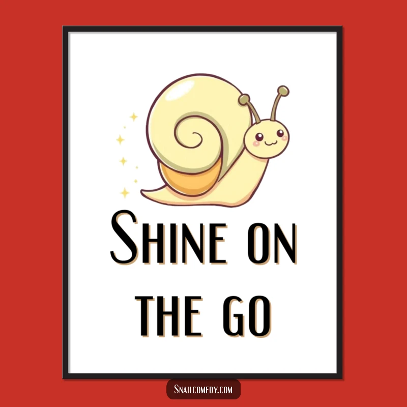 Funny Snail Sparkle Trail Digital Art: Gleeful Character Print for Instant Joy