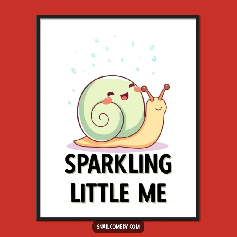 Funny Kawaii Snail Digital Art: Rain Shower Snail Print, Instant Funny Gift