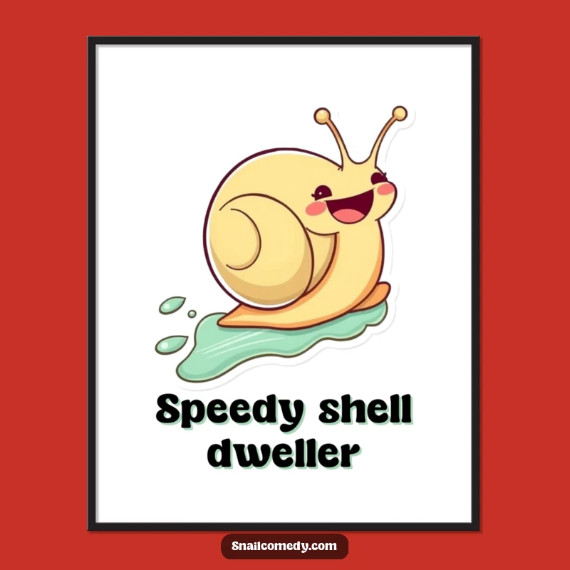 Funny Kawaii Snail Digital Art: Zooming Snail Print, Instant Funny Gift