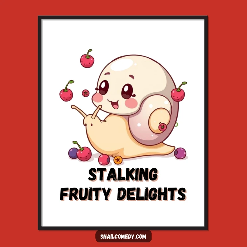 Funny Snail Digital Art: Berry Juggler, Whimsical Decor