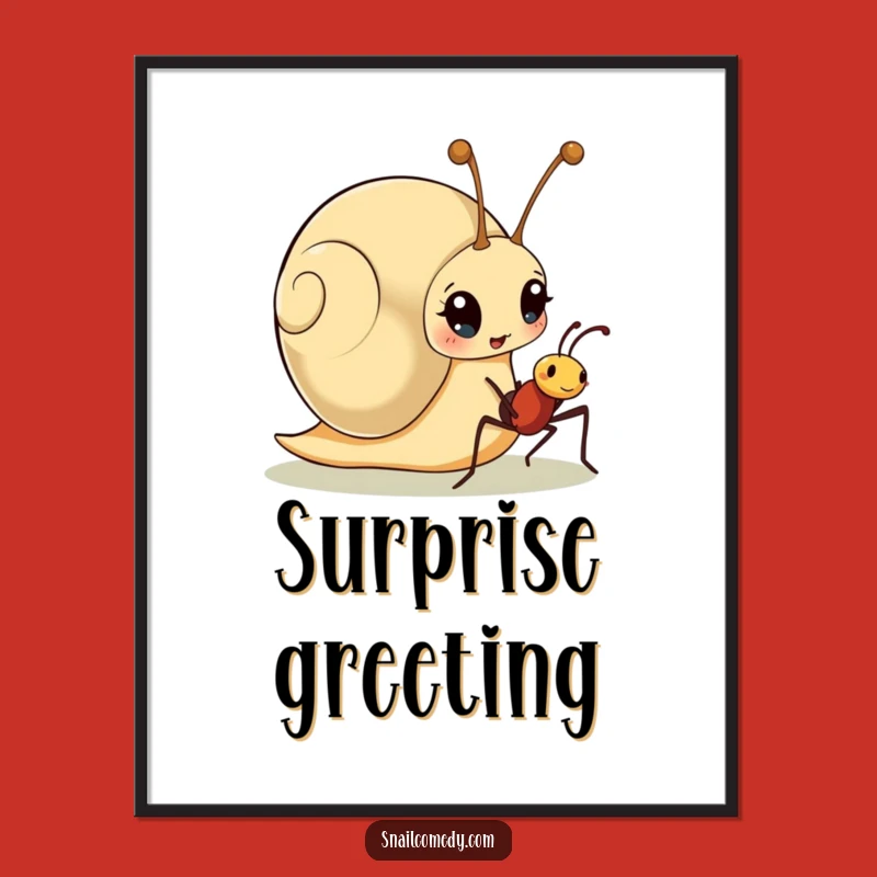 Funny Snail Ant Surprise Digital Art - Charming Cartoon Snail Download, Perfect Funny Gift