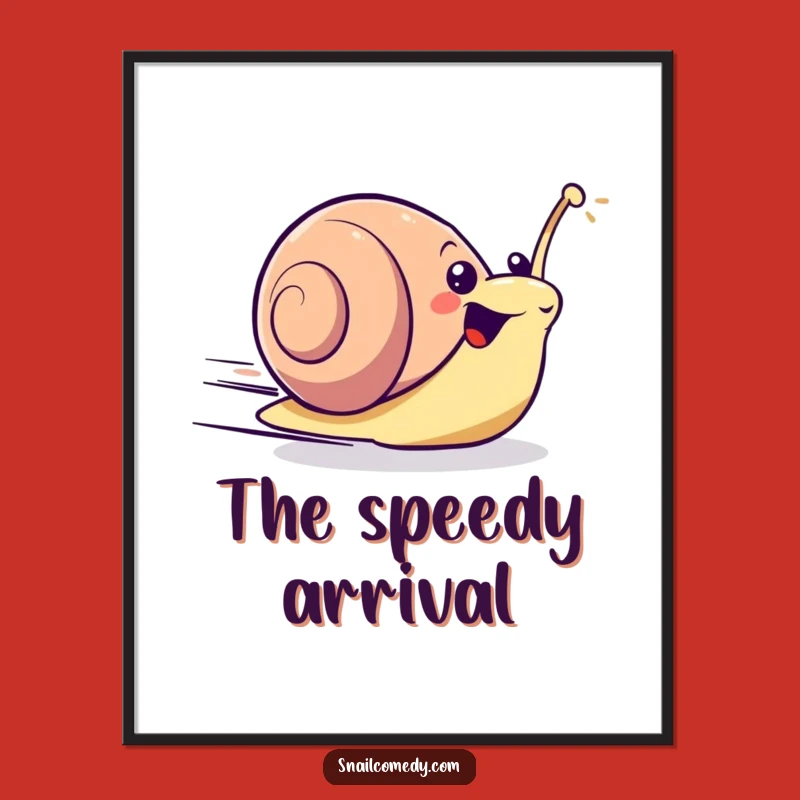 Funny Excited Kawaii Snail Digital Art - Instant Speed & Surprising Decor
