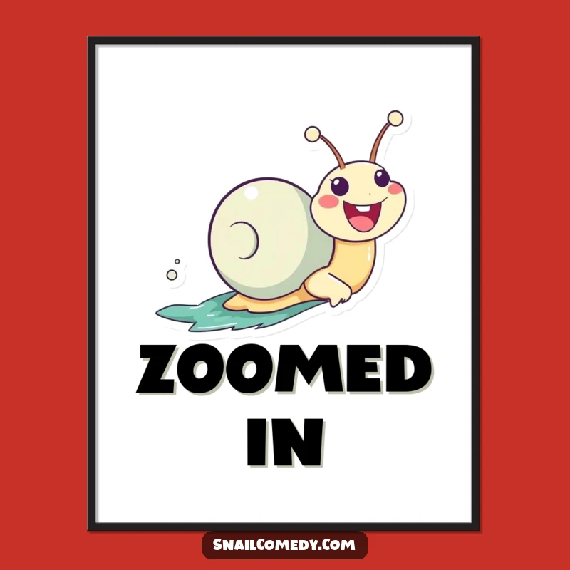 Funny Zooming Snail Art Print: Enthusiastic Kawaii Decor