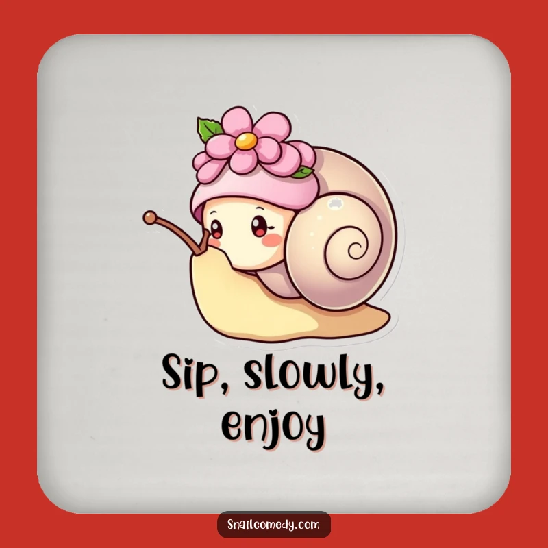 Funny Kawaii Snail Flower Hat Coaster - Cute Peeking Snail Drink Protector, Gift