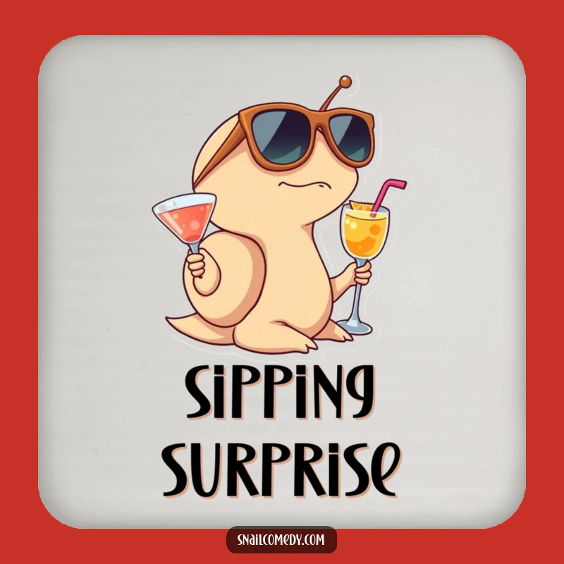 Funny Surprised Snail Drink Coaster, Cocktail Party Protection, Great Gift