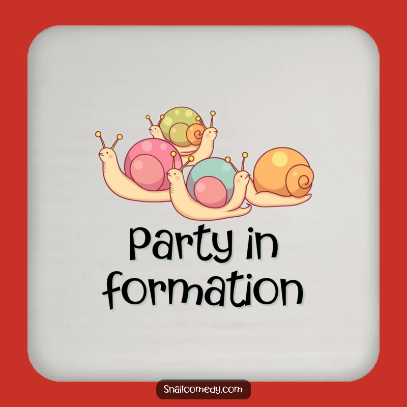 Funny Snail Parade Drink Coaster: Protect Surfaces with Color
