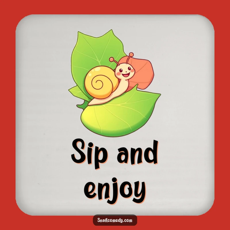 Funny Happy Snail Coaster Set: Leafy Protection - Chic & Humorous Gift