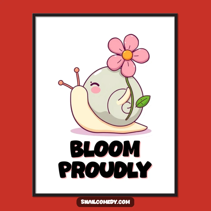 Funny Kawaii Snail Flower Poster - Joyful Art & Hilarious Garden Gift