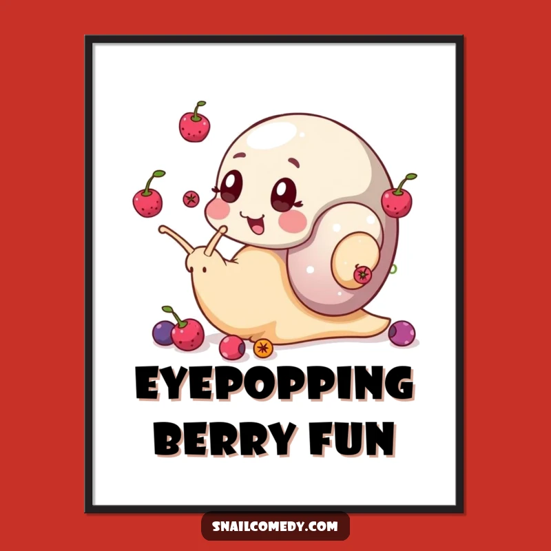 Funny Snail Poster: Berry Juggler, Whimsical Wall Art