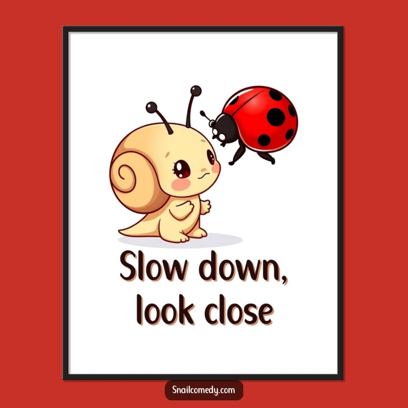 Funny Curious Snail Poster - Whimsical Wall Art of Discovery