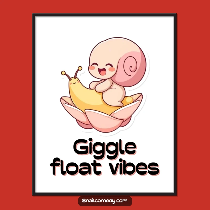 Funny Giggling Snail Petal Poster: Whimsical Character Art Gift