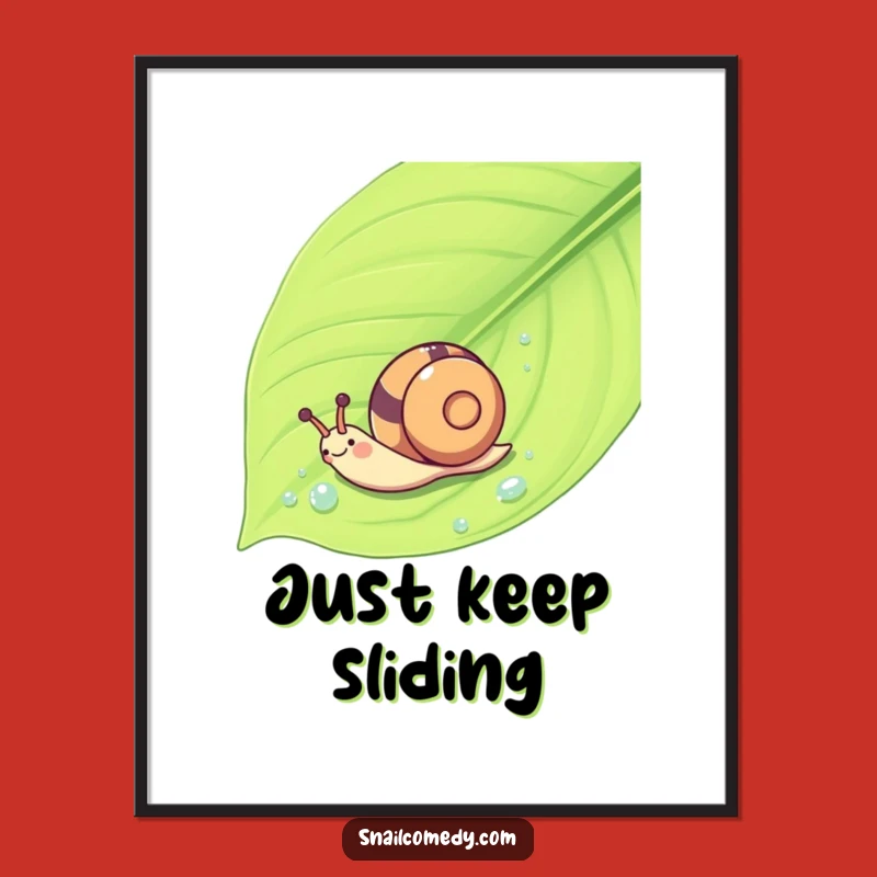 Funny Kawaii Snail Art Print - Joyful Whoosh Wall Decor Gift Idea