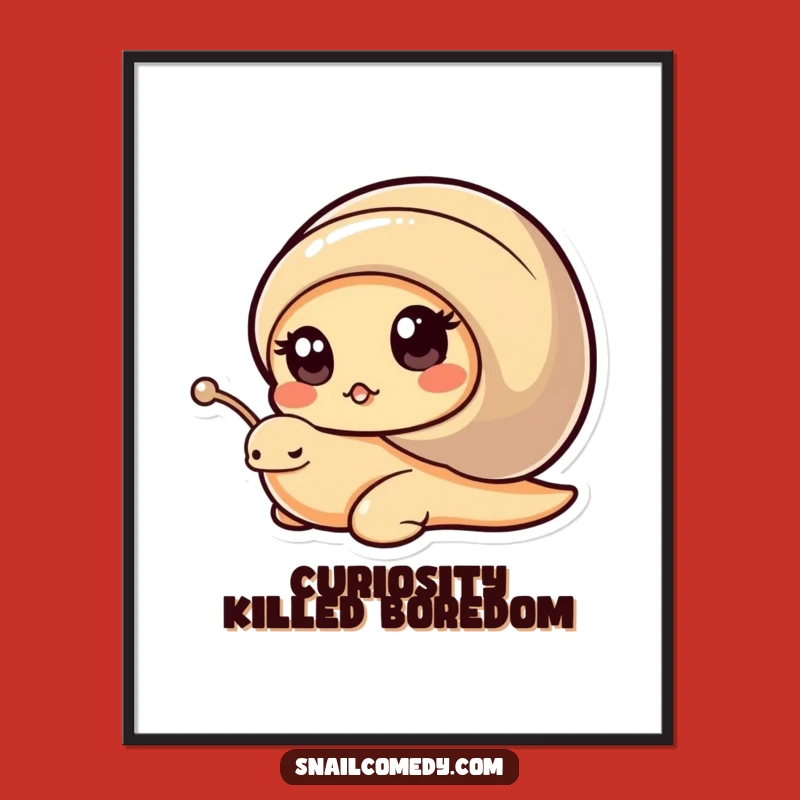 Funny Kawaii Snail Poster: Peeking Snail Art, Joyful Funny Gift