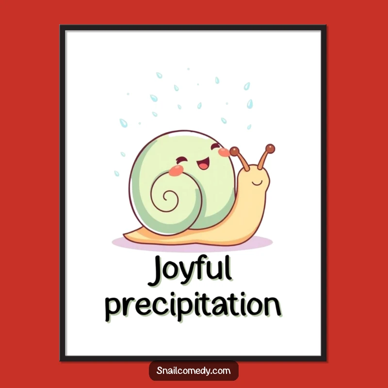 Funny Kawaii Snail Poster: Rain Shower Snail Art, Joyful Funny Gift