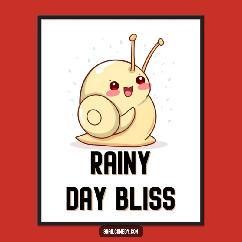Funny Kawaii Snail Shower Poster: Gleeful Wall Art for Joy!