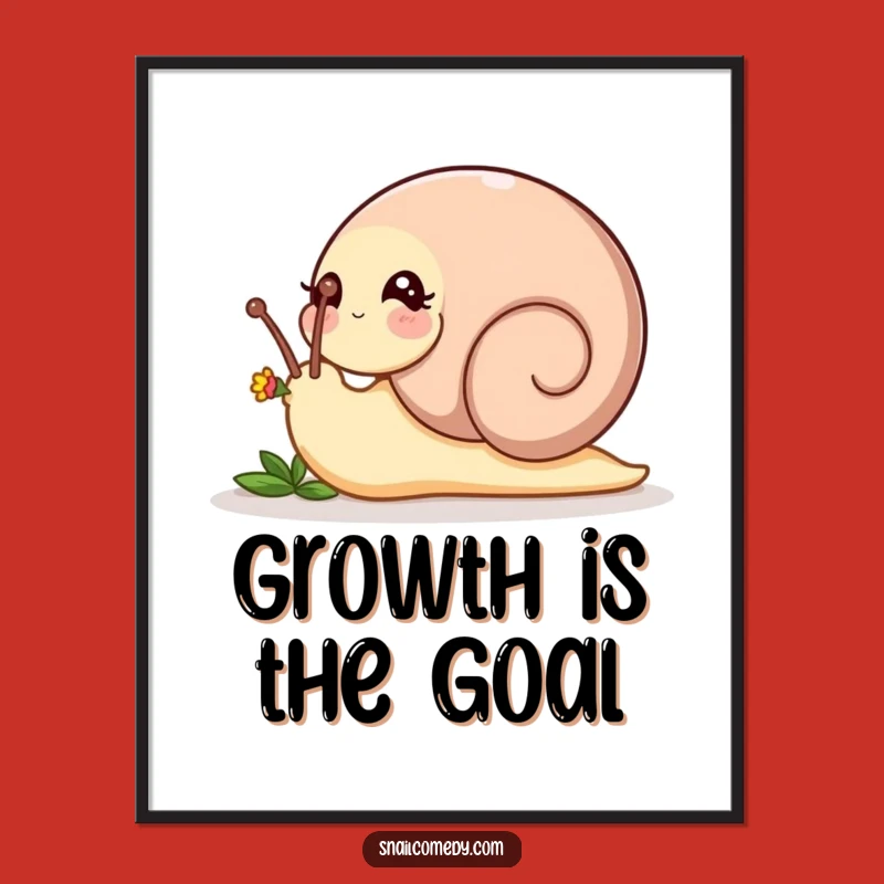 Funny Nudging Snail Art Print - Playful Flower Poster, Perfect Funny Gift!