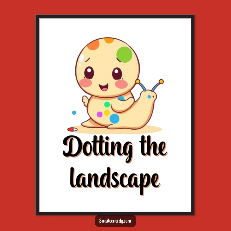 Funny Snail Poster: Dot Painter Artist, Whimsical Wall Art
