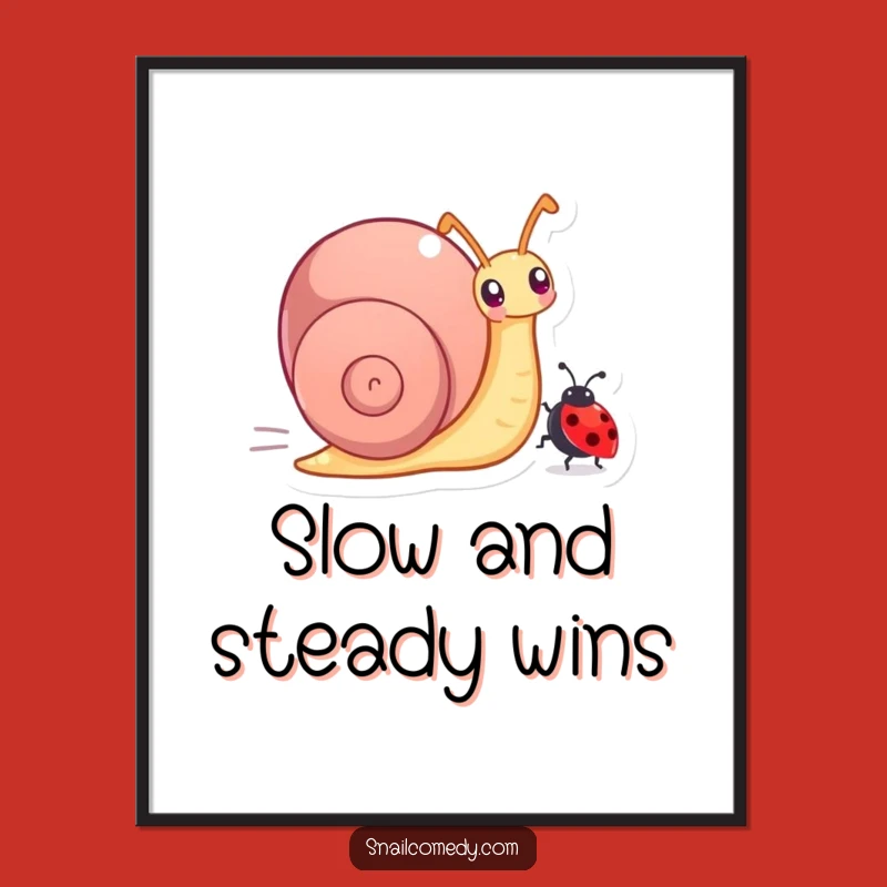 Funny Snail Race Poster: Vibrant Wall Art