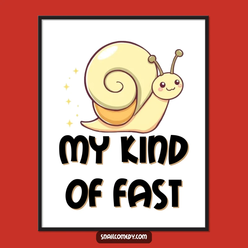 Funny Snail Sparkle Trail Poster: Gleeful Character Art for Whimsical Wall Decor