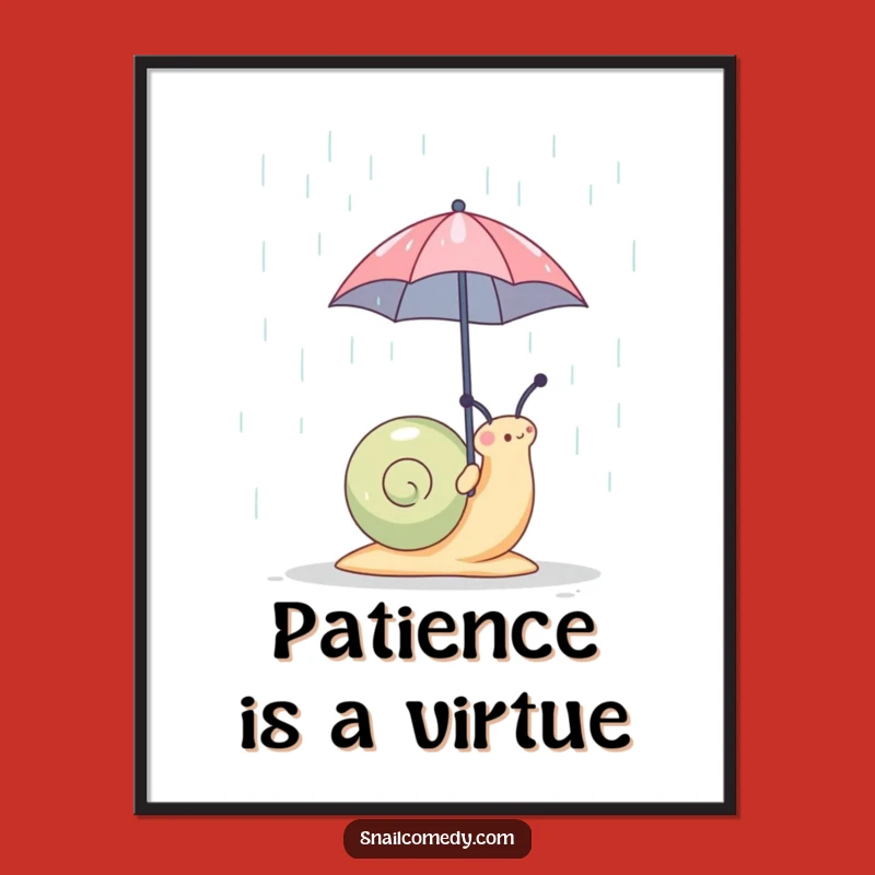 Funny Snail Umbrella Poster: Whimsical Art for a Cheerful Space, Unique Humorous Gift