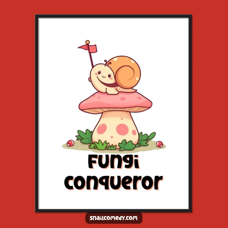Funny Waving Snail Poster: Happy Kawaii Art for Walls
