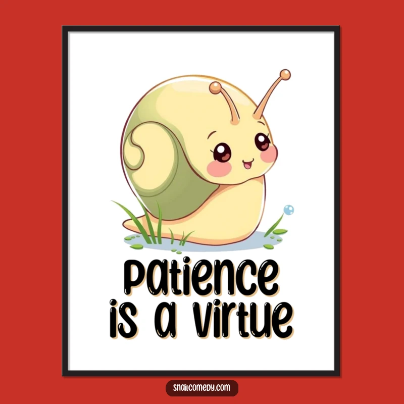 Funny Snail Morning Dew Poster - Charming Cartoon Snail Art Print, Ideal Funny Gift