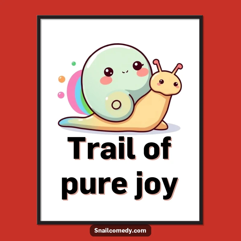 Funny Happy Snail Poster, Rainbow Art Wall Decor, Colorful Gift